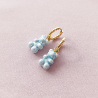 Baby Blue Porcelain Gummy Bear Earrings