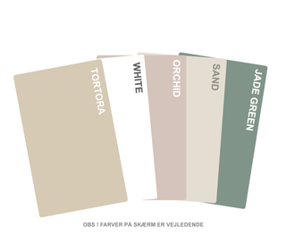 Farveprøver Bestsellere – laminat:

Tortora
White
Orchid
Sand
Jade

Spisebord, sofabord, skrivebord, rundt spisebord med udtræk