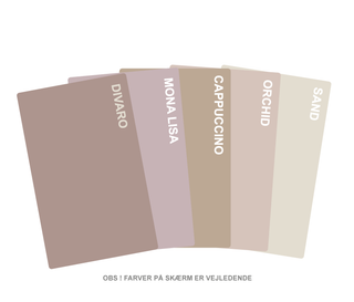 Farveprøver Rosa nuancer – laminat:
Divaro
Cappuccino
Mona Lisa
Orchid
Sand
Spisebord, sofabord, skrivebord, rundt spisebord med udtræk