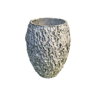 Stor Cylinder vase i Råhvid med grøneligt spil set forfra