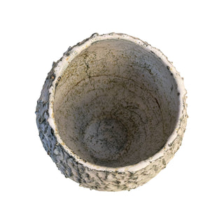 Stor Cylinder vase i Råhvid med grøneligt spil set oppefra