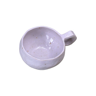 Flad diamant kop med hank i farven hvid med chamotte set oppefra