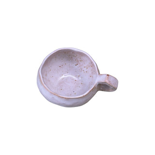 Flad diamant kop med hank i farven hvid med chamotte set oppefra