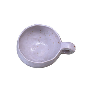 Flad diamant kop med hank i farven hvid med chamotte set oppefra