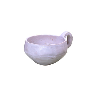 Flad diamant kop med hank i farven hvid med chamotte set forfra