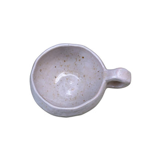 Flad diamant kop med hank i farven hvid med chamotte set oppefra