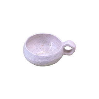 Flad diamant kop med hank i farven hvid med chamotte set forfra