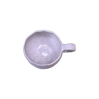 Flad diamant kop med hank i farven hvid med chamotte set oppefra