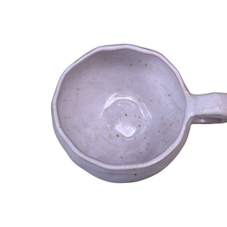 Flad diamant kop med hank i farven hvid med chamotte set oppefra