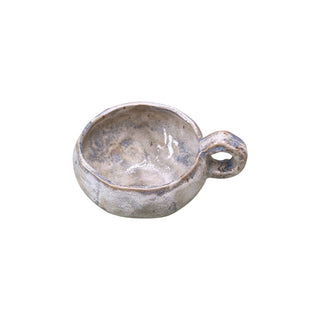 Flad diamant kop med hank I farven græn med chamotte set forfra 