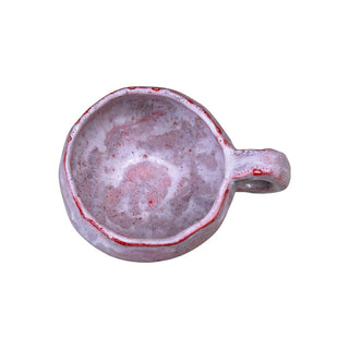 Flad diamant kop med hank I farven lyserød og hvid set ovenfra 