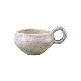 Flad diamant kop med hank I farven lysegrøn med chamotte set forfra 