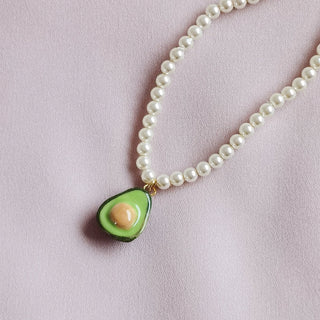 Poporcelain - Mini Porcelain Avocado Swarovski Pearl Necklace