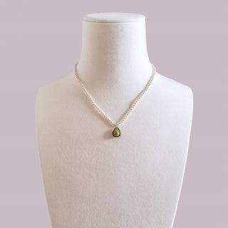 Poporcelain - Mini Porcelain Avocado Swarovski Pearl Necklace