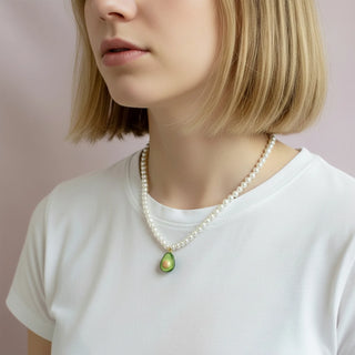 Poporcelain - Mini Porcelain Avocado Swarovski Pearl Necklace