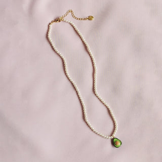 Poporcelain - Mini Porcelain Avocado Swarovski Pearl Necklace
