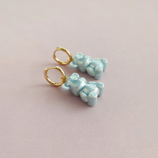 Poporcelain - Baby Blue Porcelain Teddy Bear Earrings