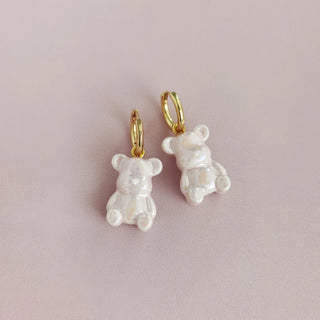 Poporcelain - Sweet Pink Porcelain Teddy Bear Earrings