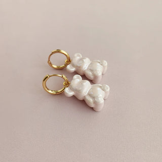 Poporcelain - Sweet Pink Porcelain Teddy Bear Earrings