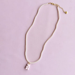 Poporcelain - Sweet Pink Porcelain Gummy Bear Swarovski Pearl Necklace