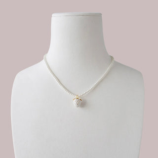 Poporcelain - Mini White Porcelain Strawberry Swarovski Pearl Necklace