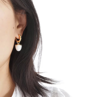 Poporcelain - Mini White Porcelain Strawberry Hoop Earrings