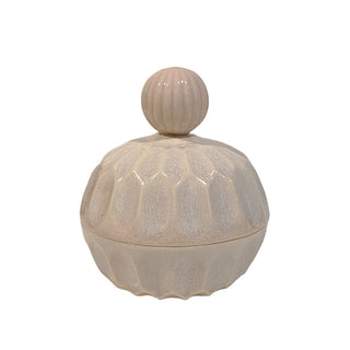 Thora Finnsdottir lågkrukke rillet lyserod 1