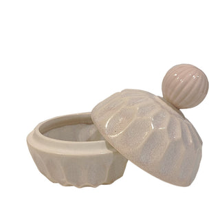 Thora Finnsdottir lågkrukke rillet lyserod 2