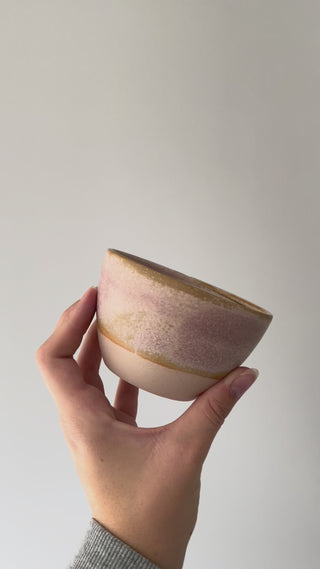 Lena Pedersen lille skål i mat beige/rosa glasur 