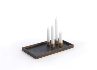 Candle Tray De Luxe - mørkt egetræ/messing