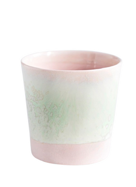Kaffekop - Rosa ler med grøn glasur