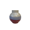 Stor vase - Hvidt ler med rød og blå krystal glasur