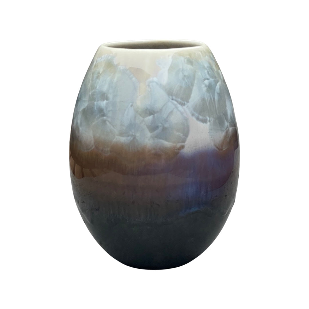Crystal Vase - Small Lyseblå/Mørkebrun